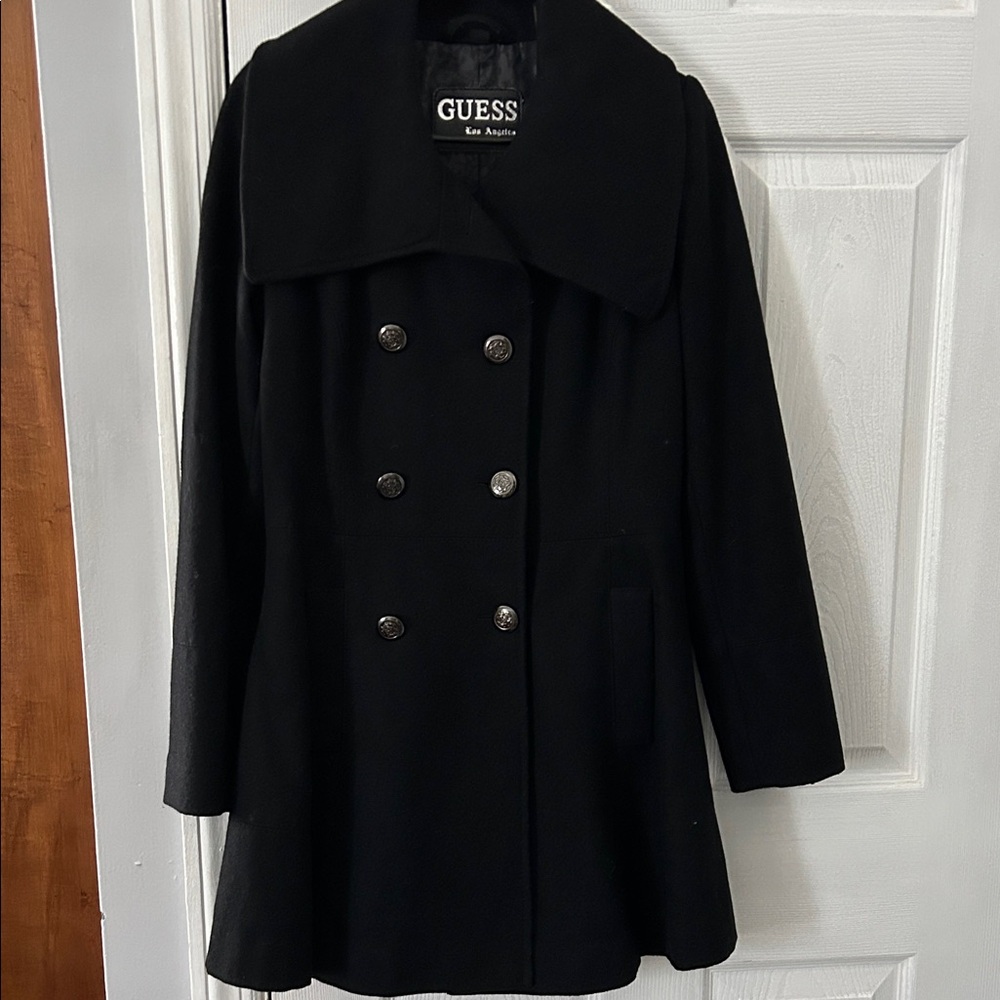 GUESS size S mid Women's Elegant Black Pea Coat